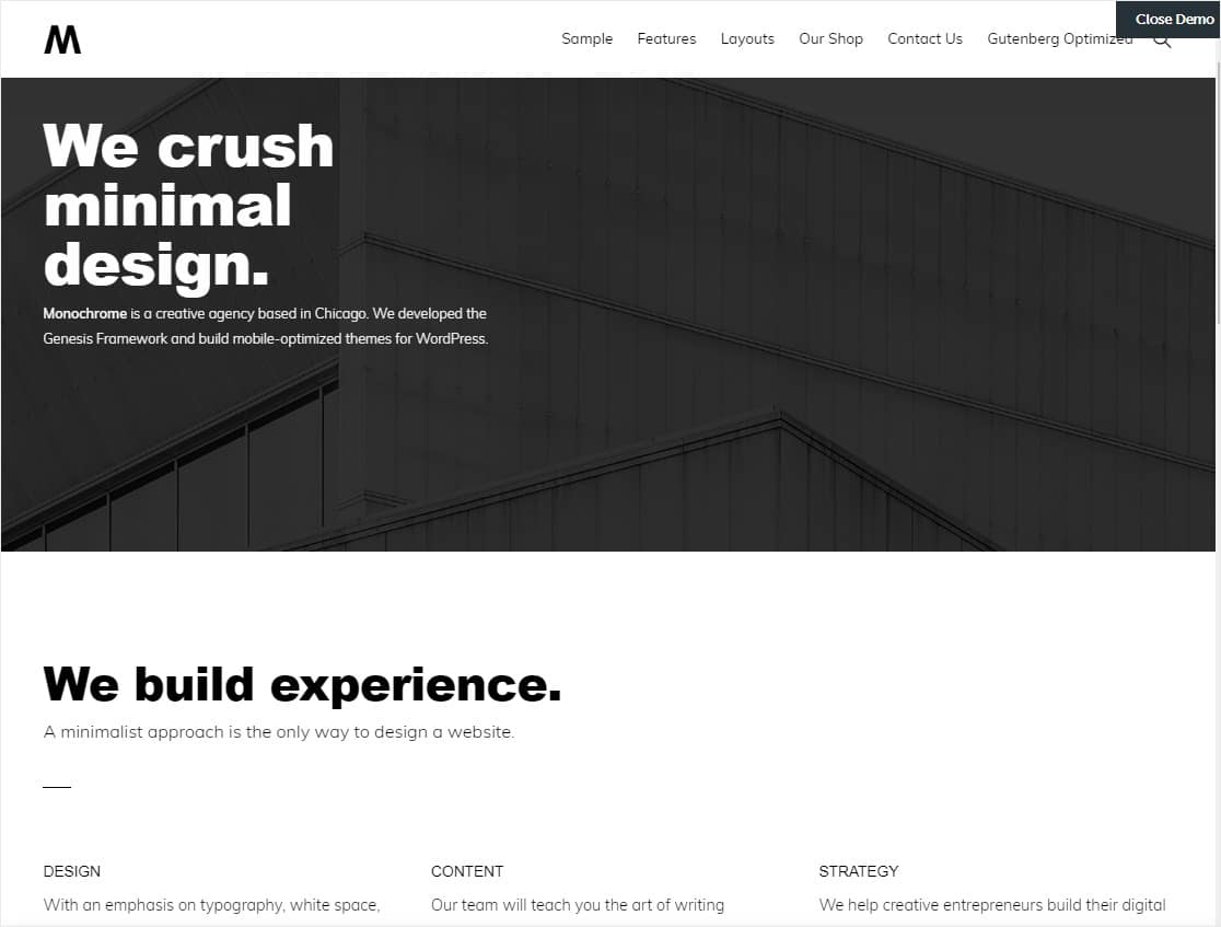 thème wordpress minimaliste monochrome pro studiopress