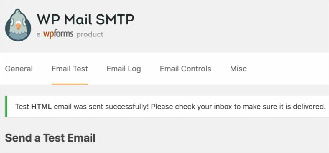 Notice-showing-the-WP-Mail-SMTP-test-email-sent-successful-smtp