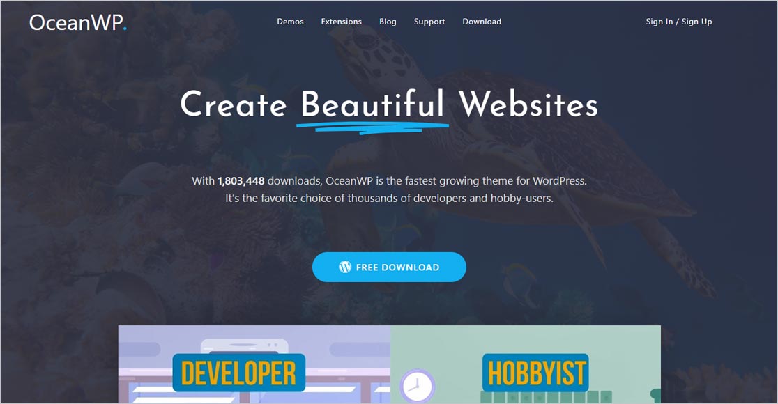 يعد OceanWP أحد أفضل سمات Wordpress سريعة الاستجابة الموجودة هناك