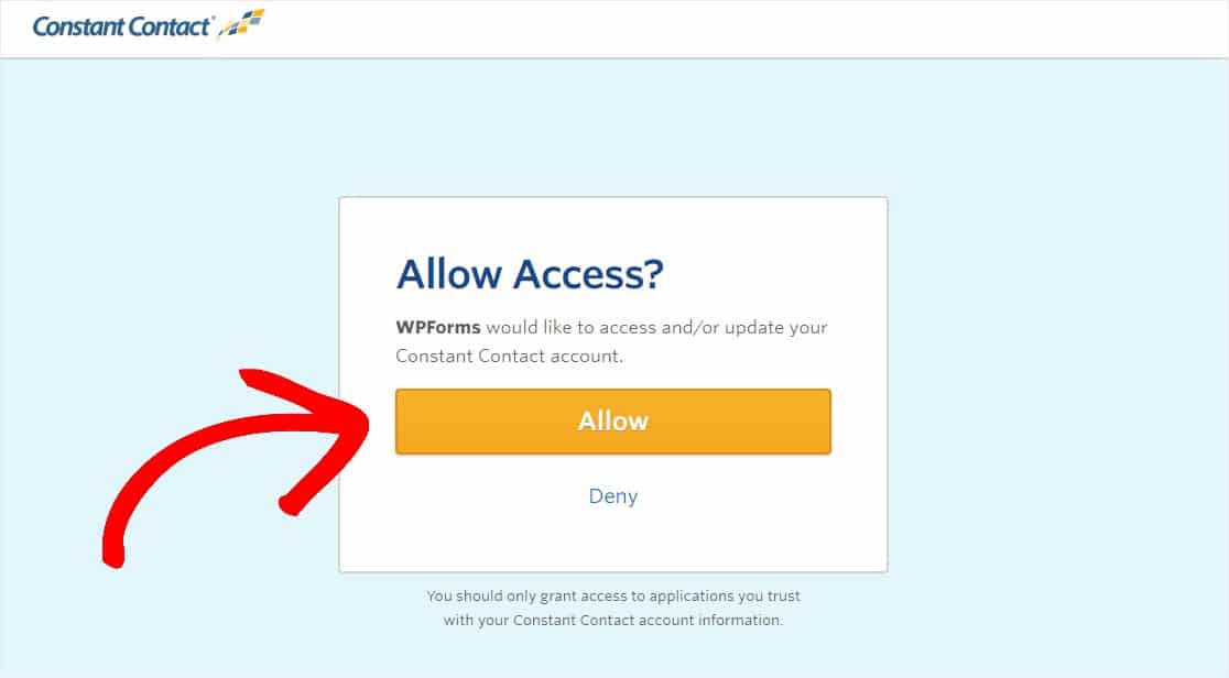 consentire a wpforms l'accesso a un contatto costante