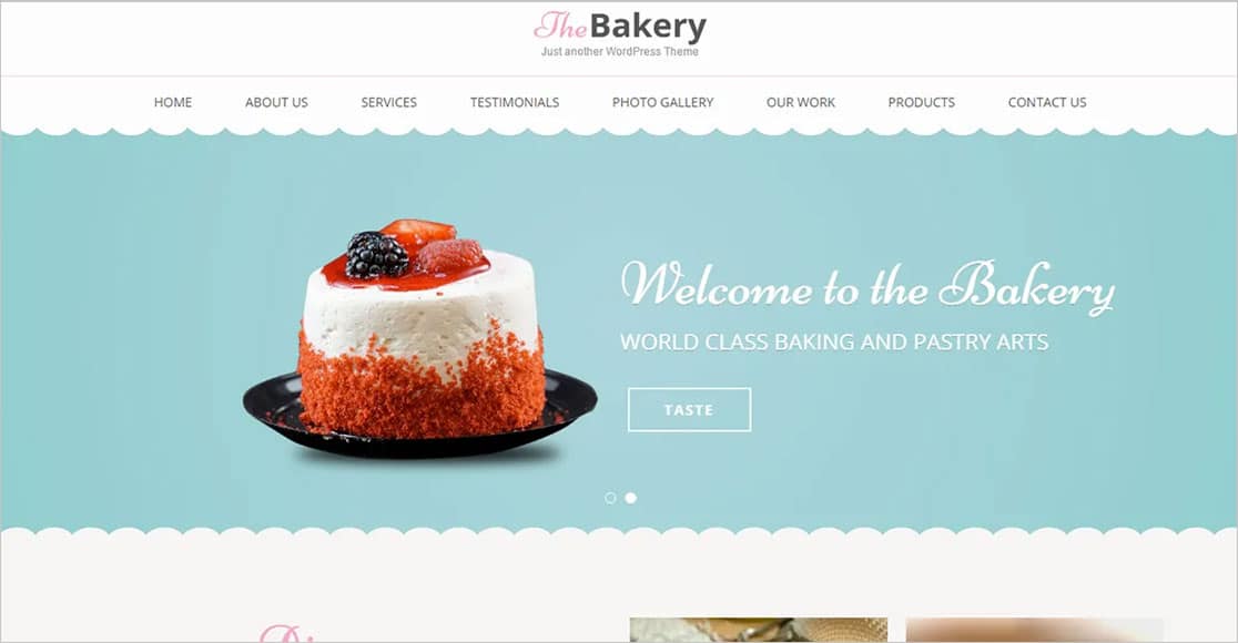 Bakes and Cakes meilleurs thèmes de restaurant wordpress