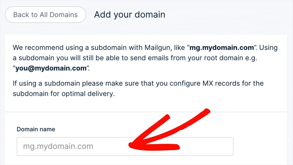 adicionar domínio para enviar e-mail com mailgun