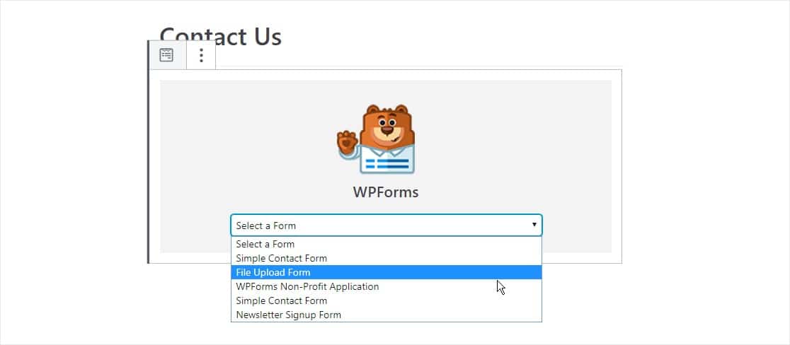 aggiungi il modulo di caricamento file al tuo sito