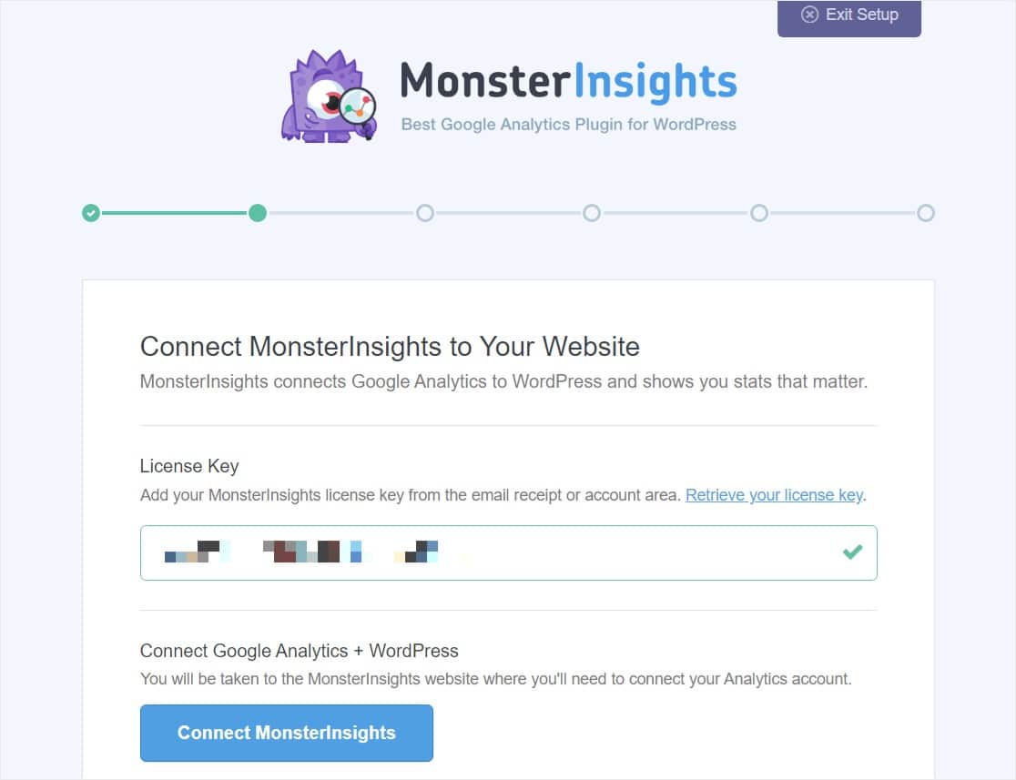 collega monsterinsights con la chiave di licenza