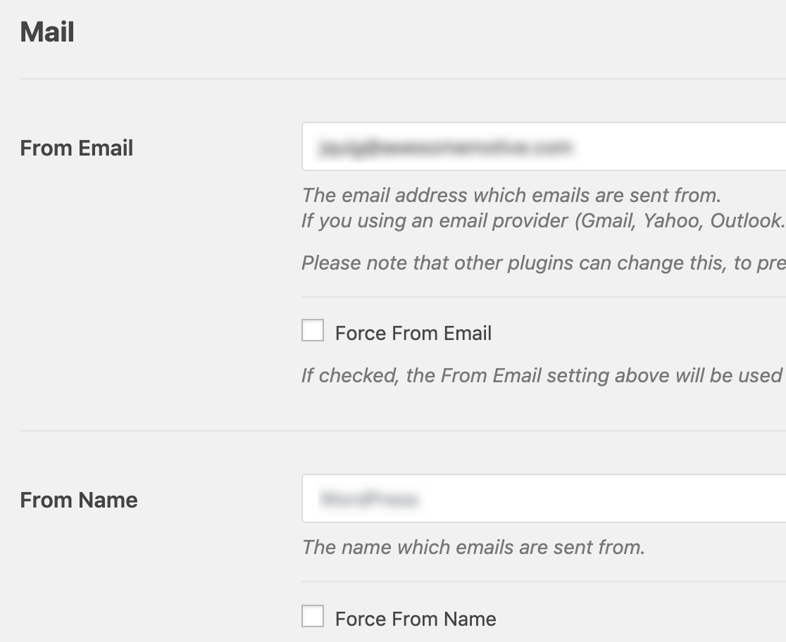 De l'e-mail et du nom dans WP Mail SMTP wordpress Outlook Mailer