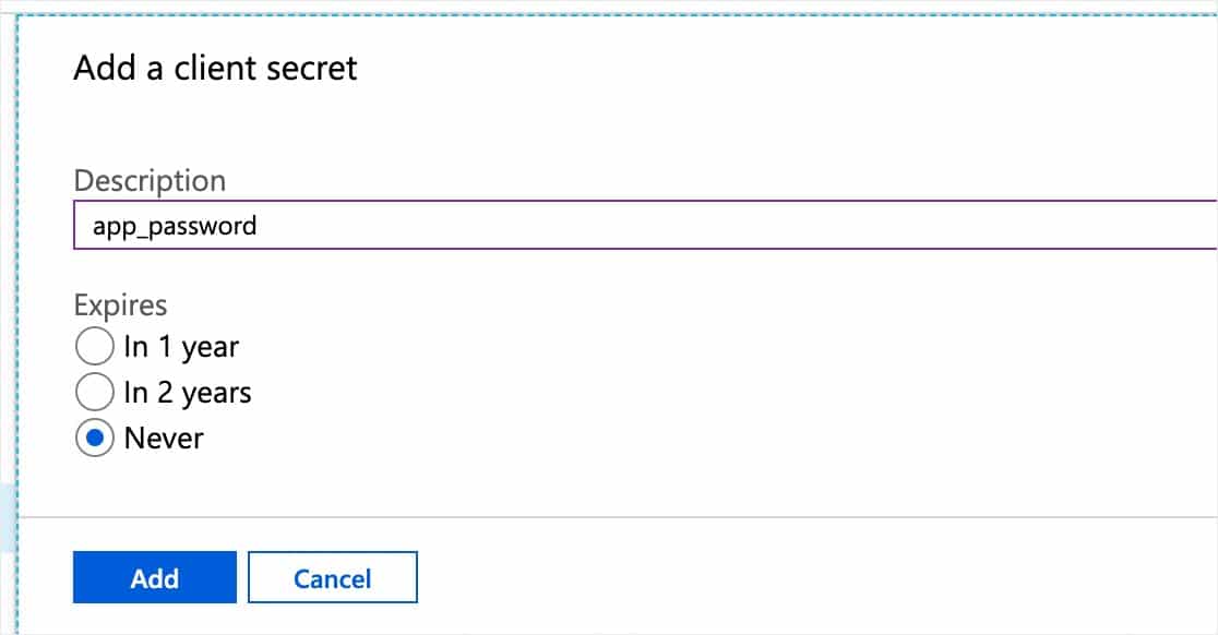 aggiungi un esempio di Microsoft Secret client