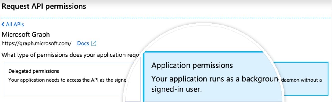 Wordpress Outlook Mailer adaugă permisiunile aplicației