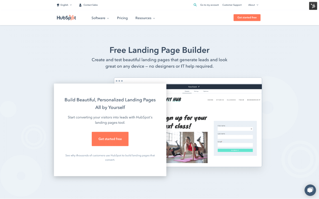 hubspot landing page builder