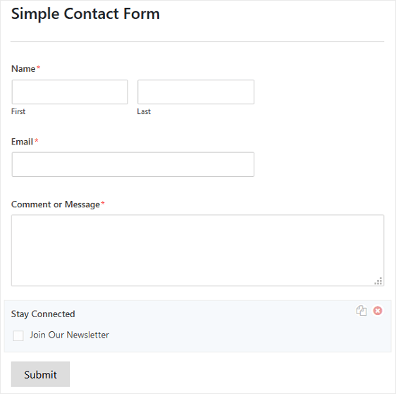 Modulo di contatto semplice