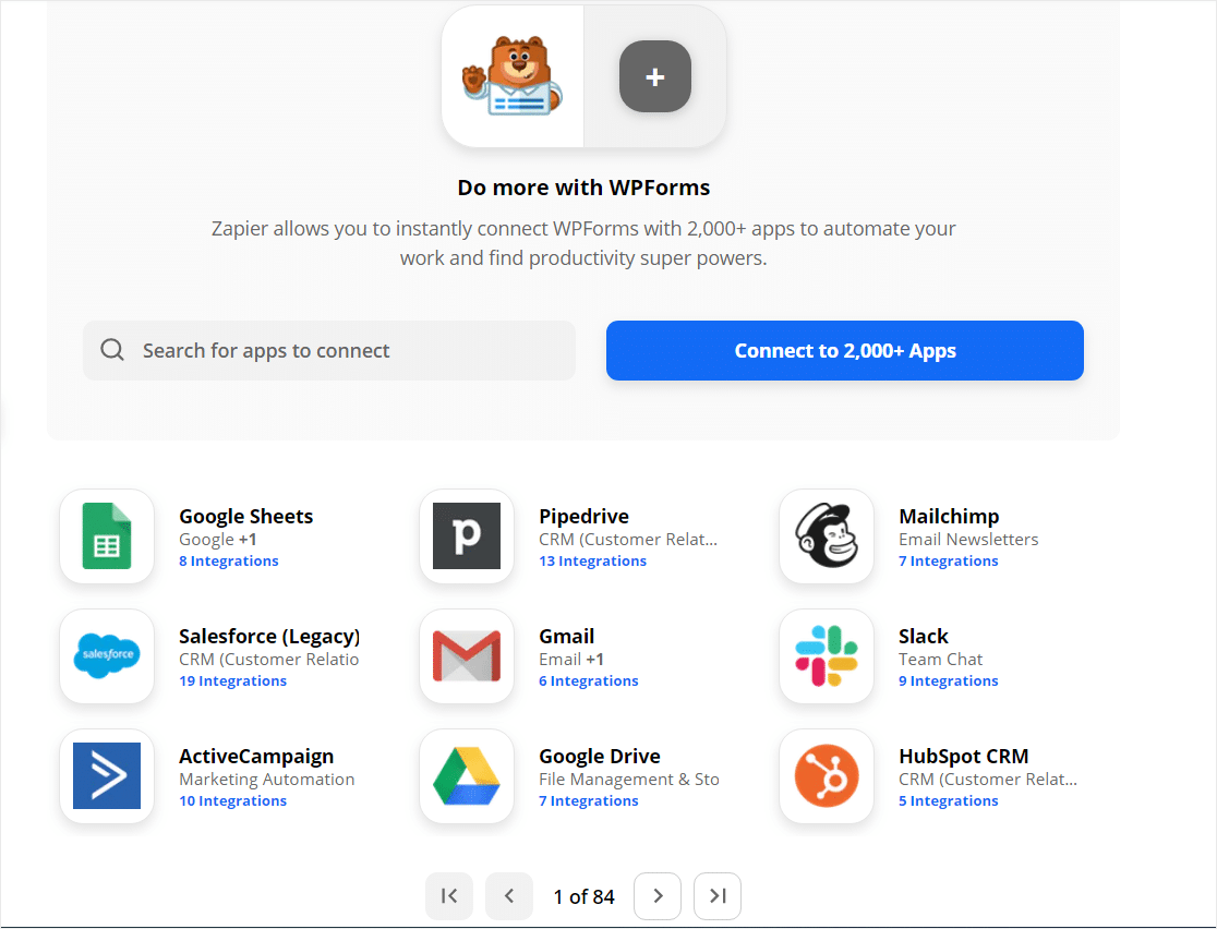 zapier 与 wpforms 的集成可帮助您实现小型企业营销理念的自动化