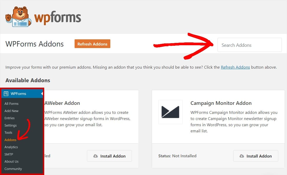 wpforms-Addons suchen