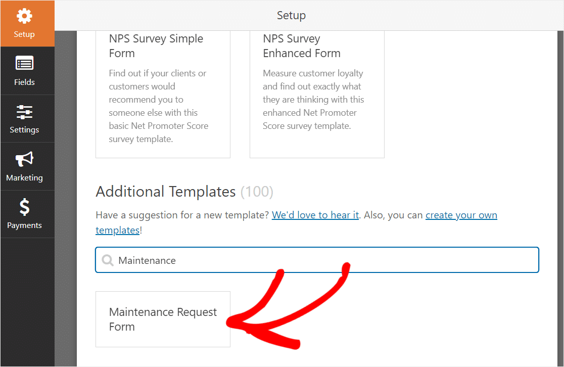 modelos adicionais para formulário de manutenção