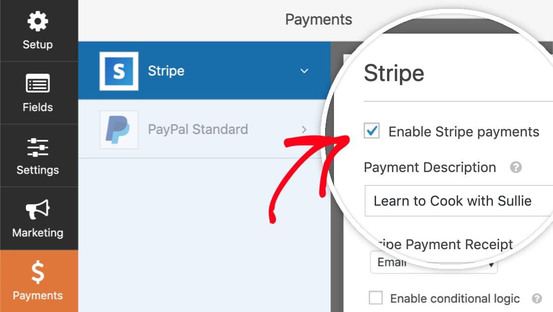 Habilite los pagos de Stripe en WPForms