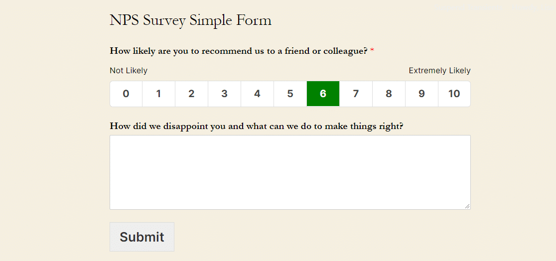 survei nps formulir sederhana