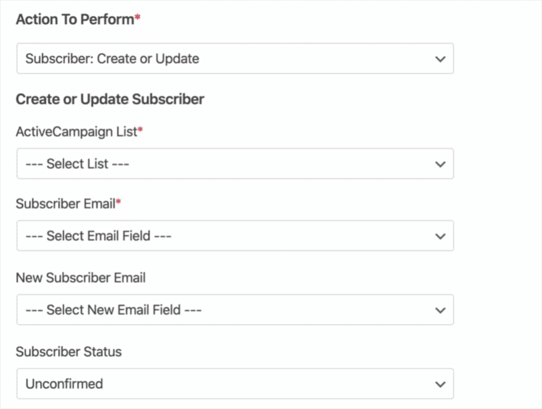 สร้างหรืออัปเดตสมาชิก activecampaign ในรูปแบบ wordpress ใหม่