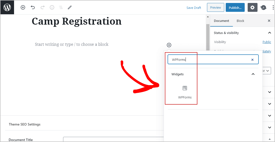 Menempatkan Pendaftaran Kamp di WordPress