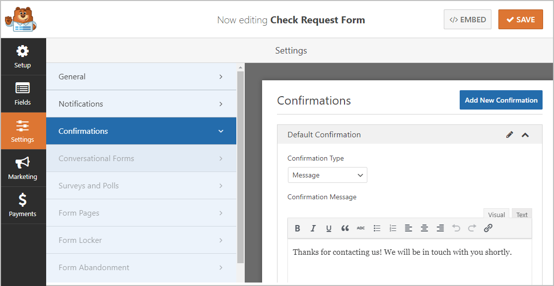 Formular de verificare a confirmărilor