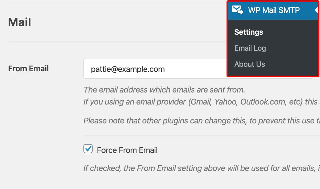 ปรับจากอีเมลใน WP-Mail-SMTP-settings