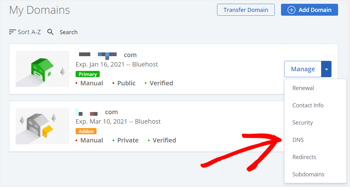 buscar la configuración de dns