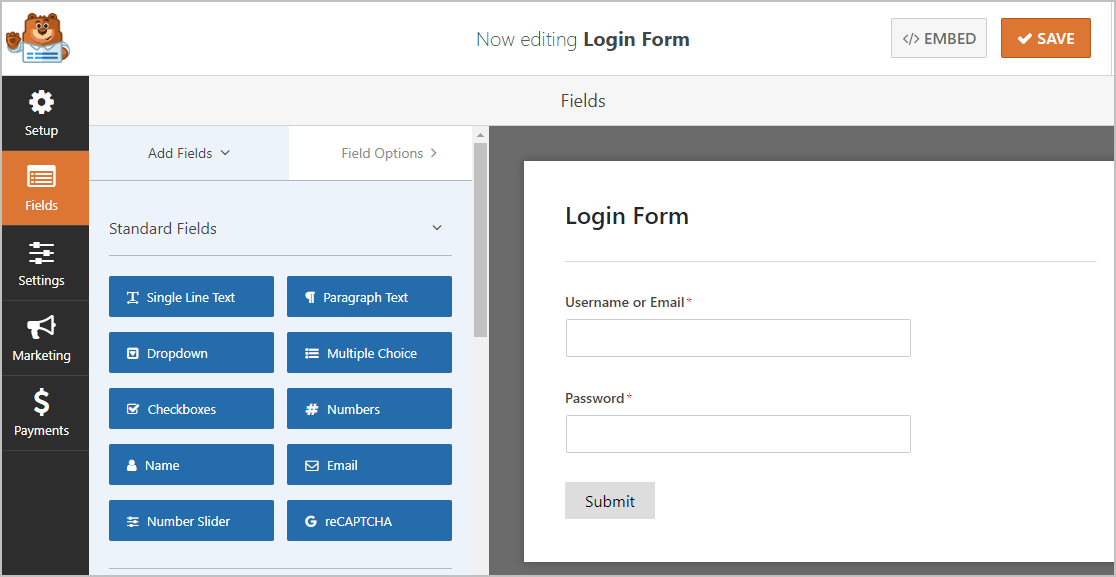 Formular pre-construit