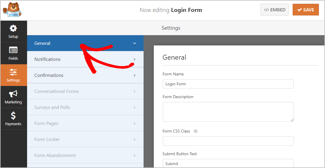 Formulário de Login Geral