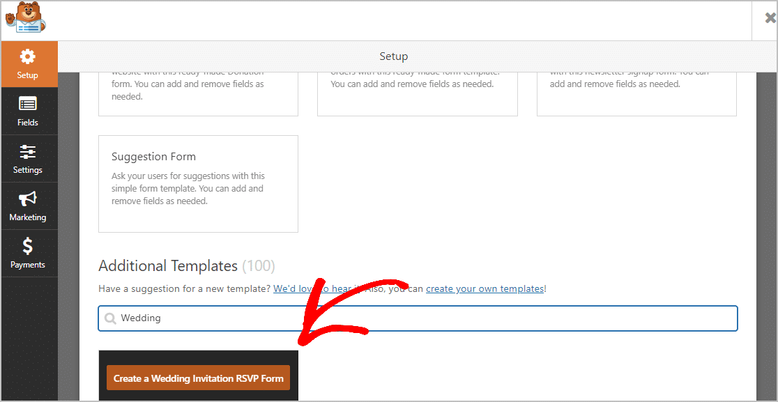 WPForms結婚式の招待状の出欠確認を作成する