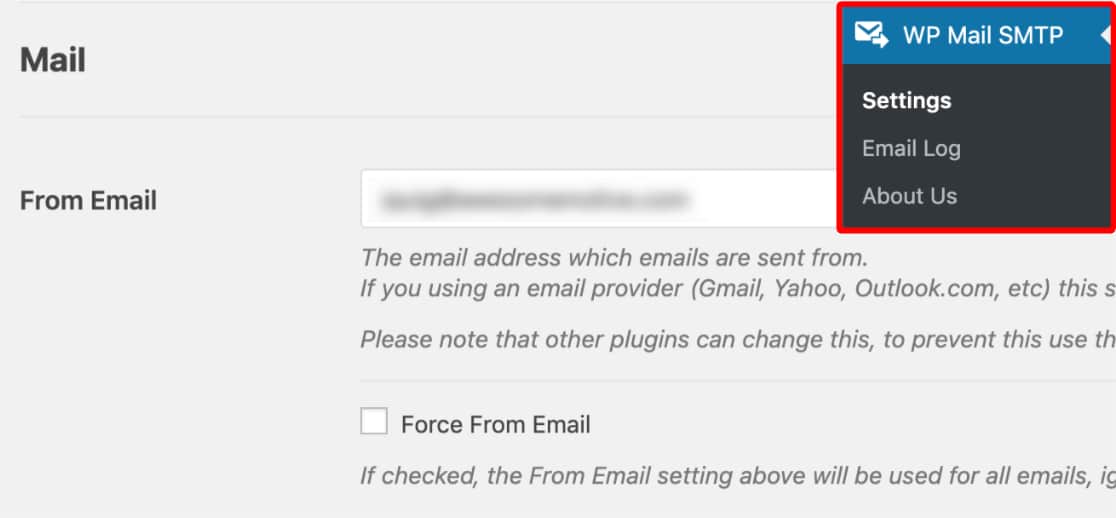 Ajustar la configuración del correo electrónico en WP-Mail-SMTP