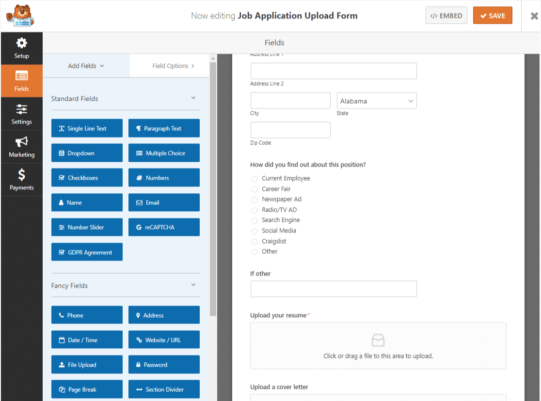 Bewerbungsformular Vorlage