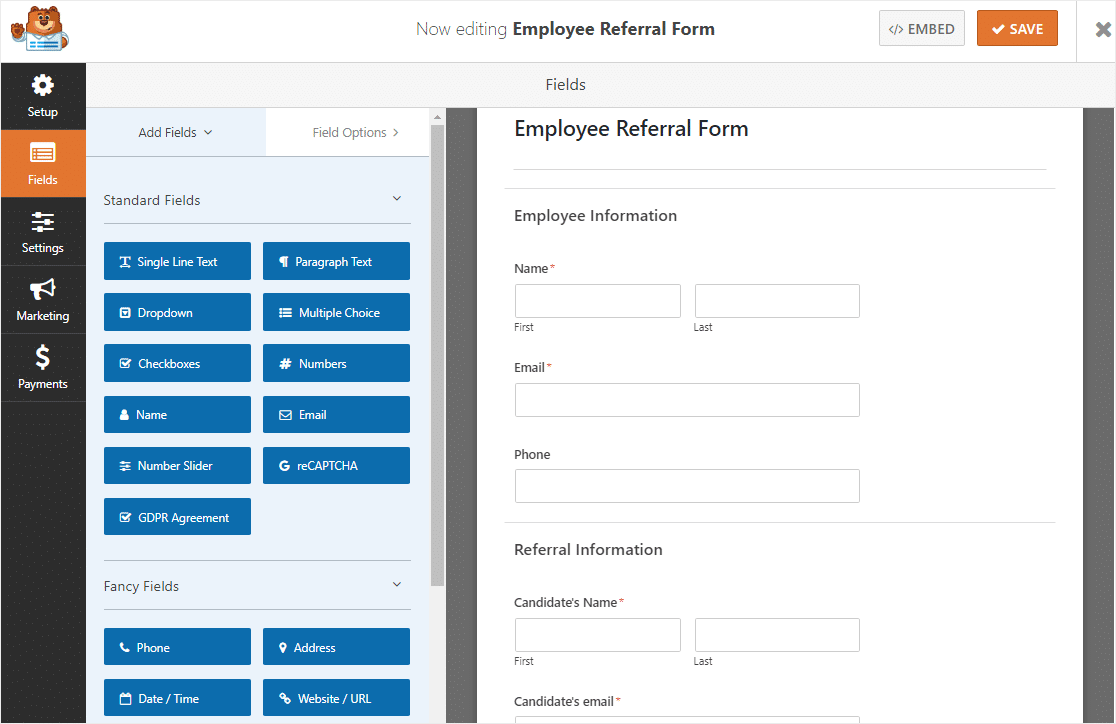 exemple de modèle de formulaire de recommandation d'employé