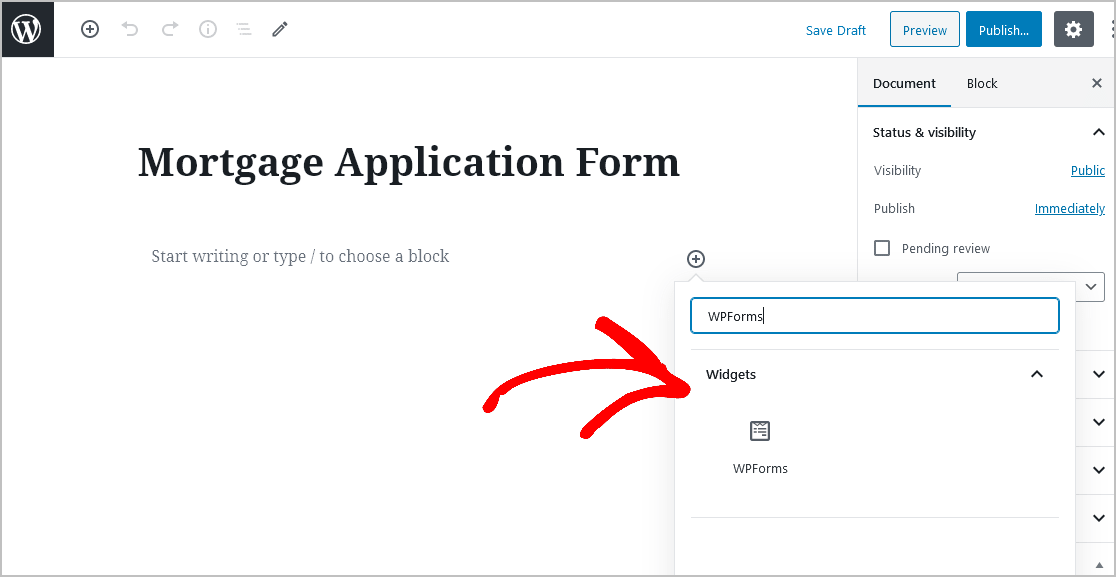 Klicken Sie auf das WPForms-Symbol