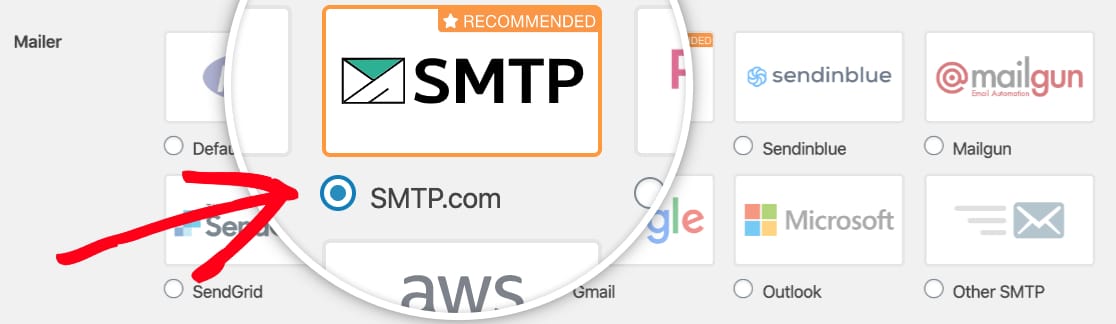 Pilih com mailer SMTP di WP Mail SMTP