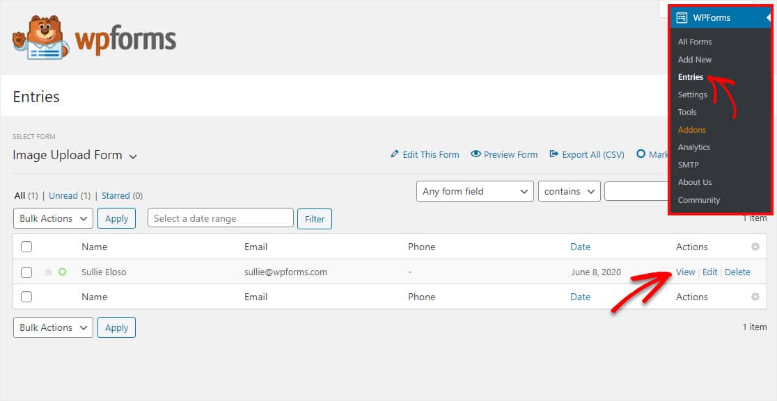 voci del modulo di caricamento delle immagini wordpress per visualizzare facilmente i file