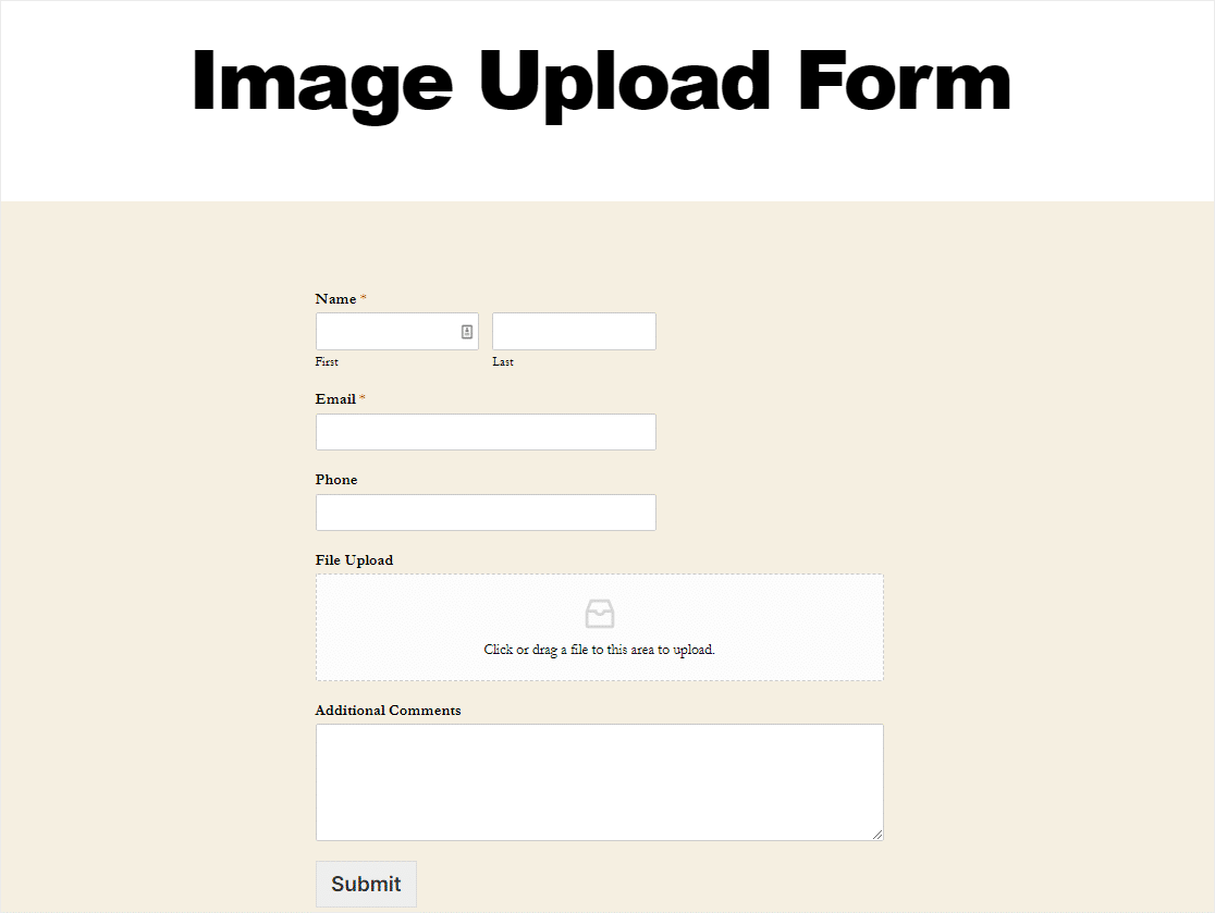 upload de imagem wordpress em wpforms