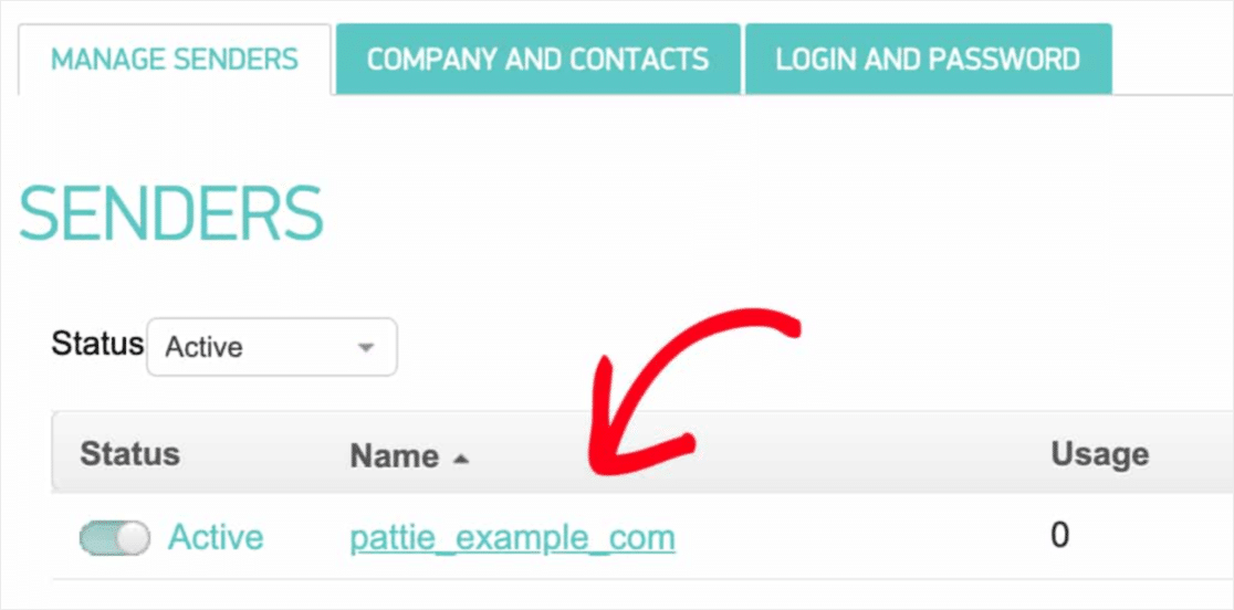 copia il nome del mittente per configurare le impostazioni e-mail di wordpress