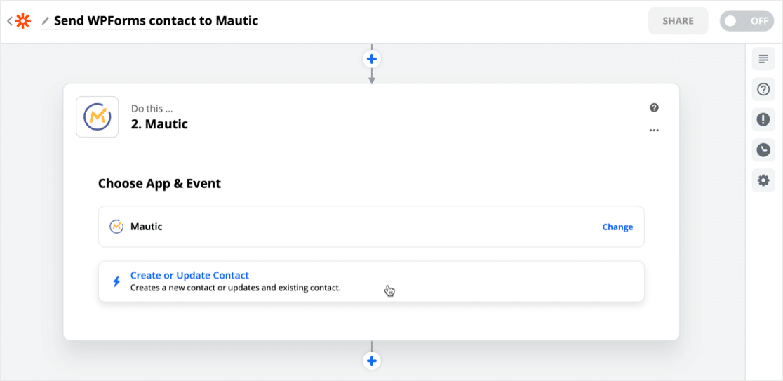 Alege evenimentul Mautic din Zapier