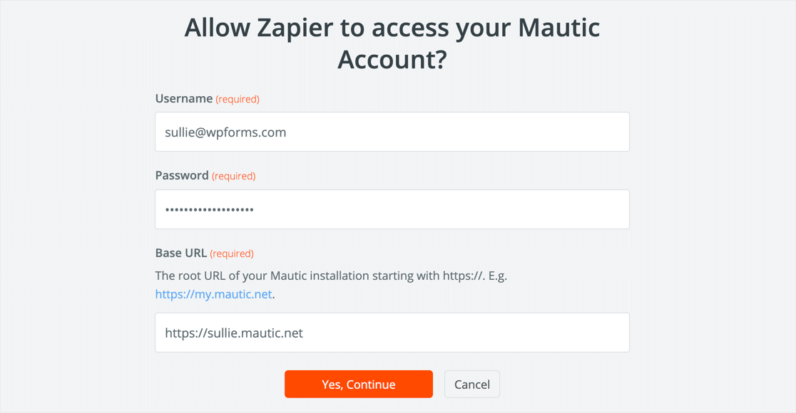 Zapier Mautic 로그인