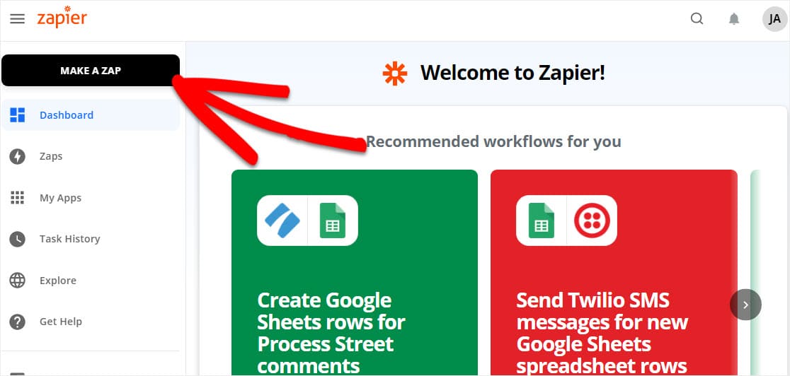 fare uno zap in zapier