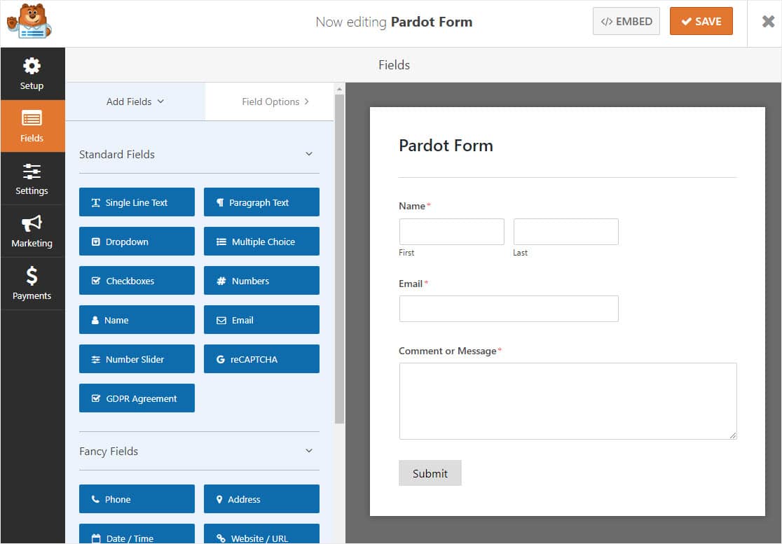 formulaire wordpress simple pardot