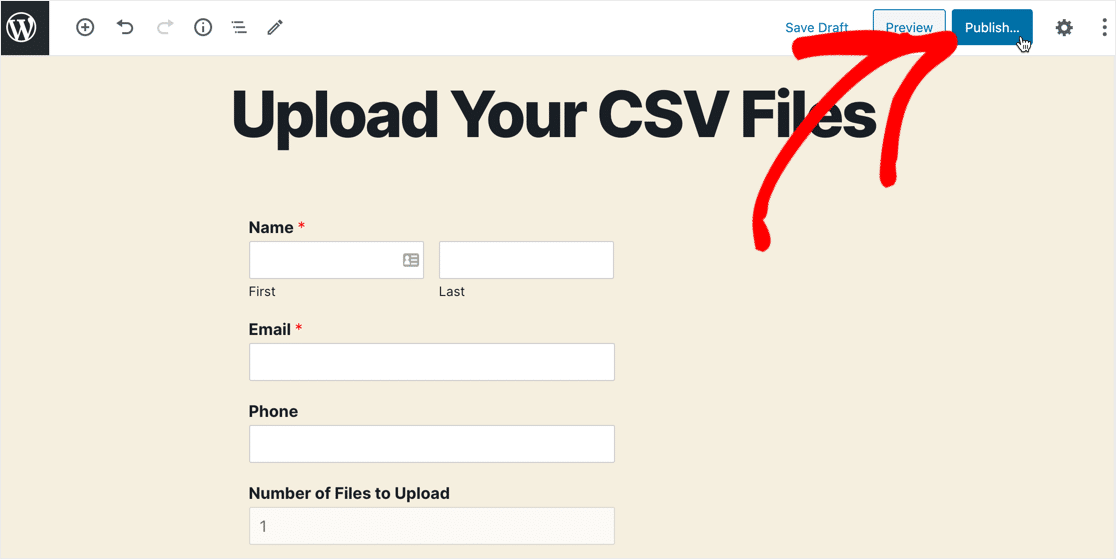 CSV-Upload-Formular veröffentlichen