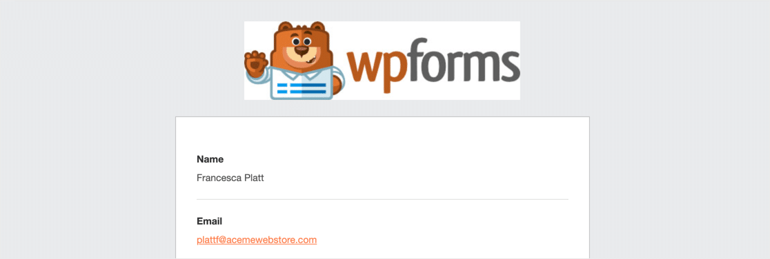 Cabeçalho de e-mail com a marca WPForms