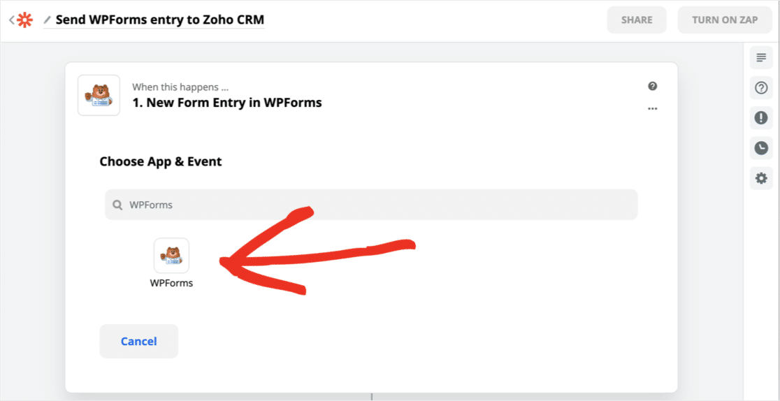 ค้นหา WPForms ใน Zapier