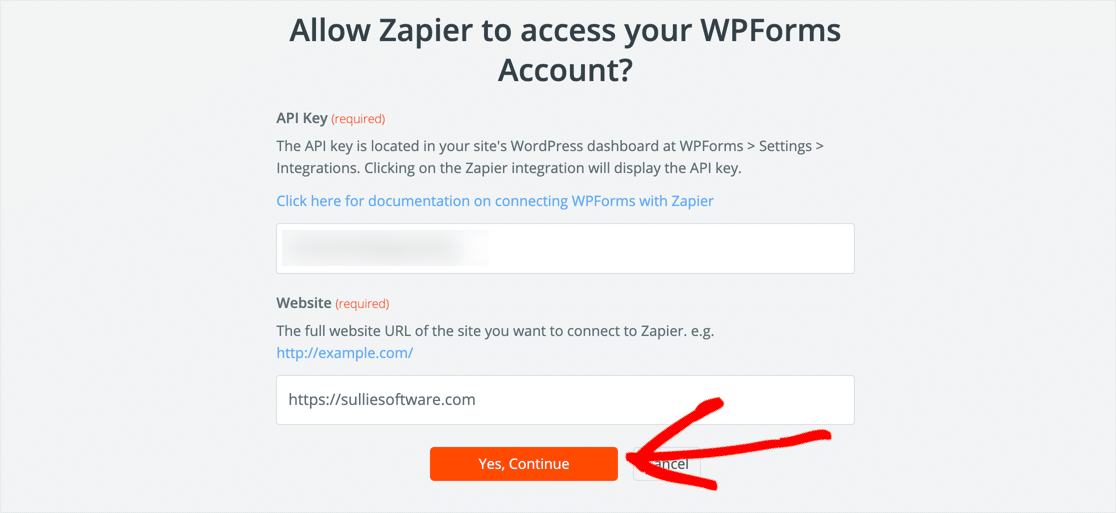 Conexão Zapier WPForms