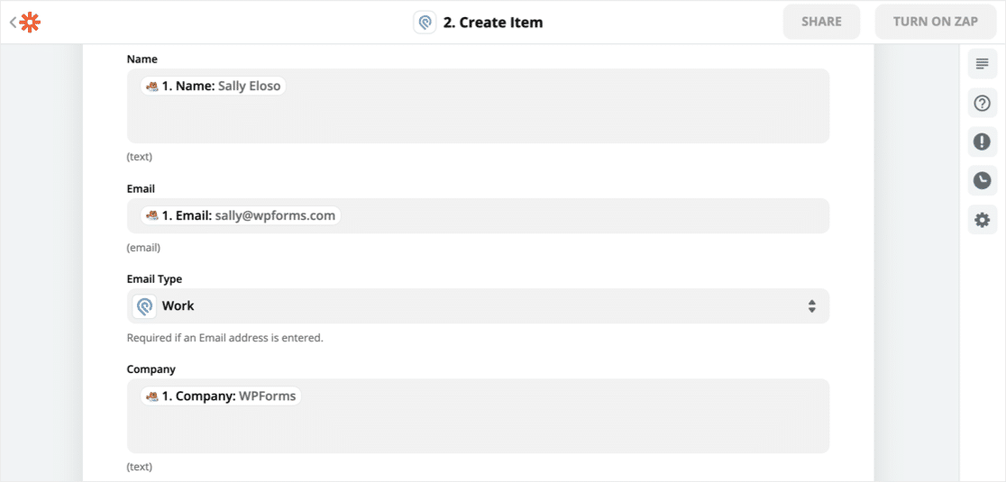 Mapowanie pól dla integracji WordPress Podio