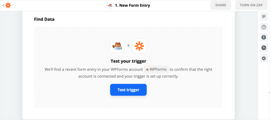 Prova il trigger WPForms in Zapier