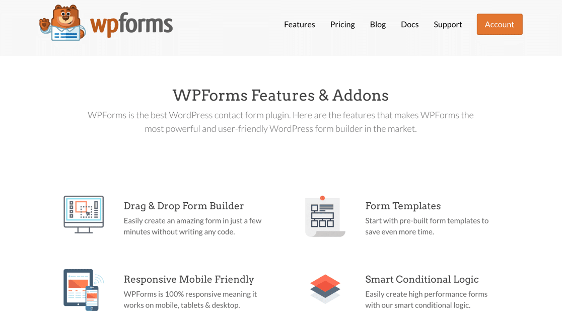 Características de WPForms