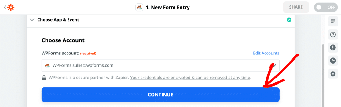 Aggiungi WPForms in Zapier