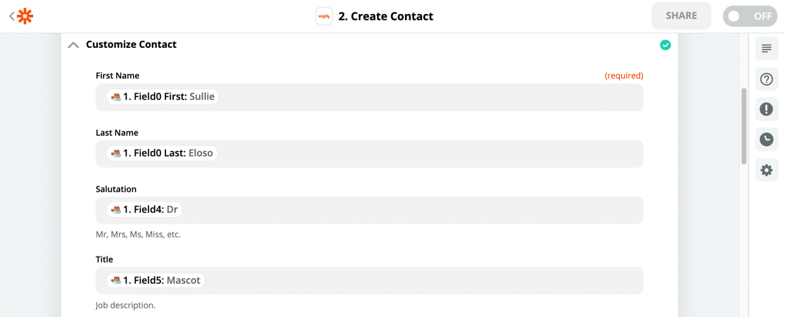 Creați un contact inteligent din WPForms în Zapier