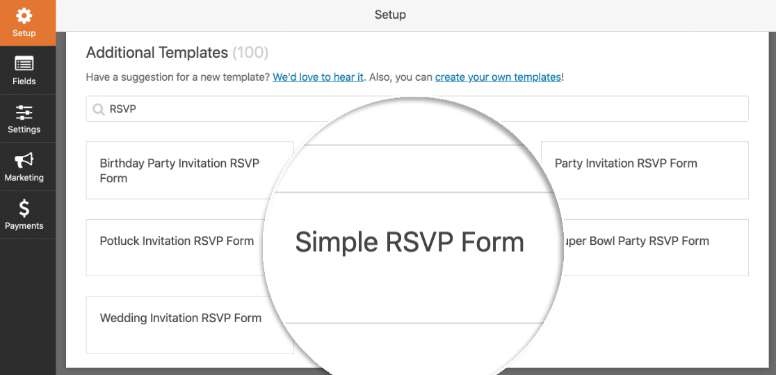 Modelo de formulário RSVP simples para WordPress