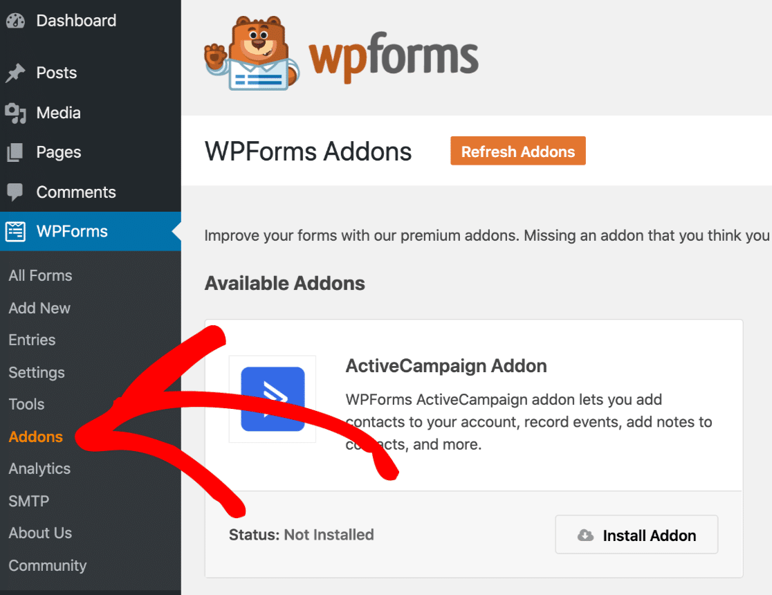 เมนูเสริม WPForms