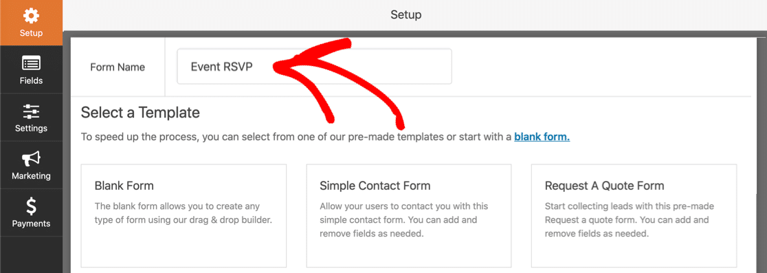 Denumiți formularul dvs. RSVP în WordPress